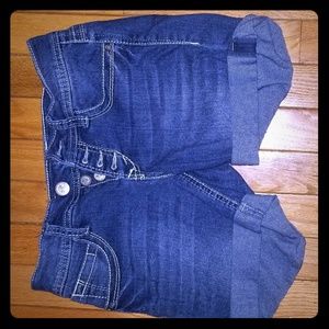 Jean mid-thigh long shorts